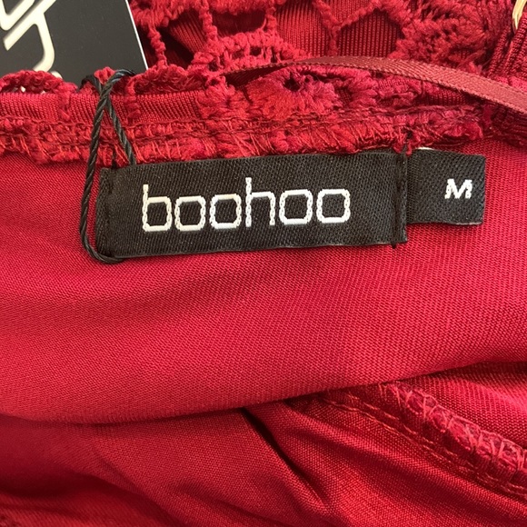 Boo-hoo burgundy bodysuit with lacy top - Picture 4 of 5